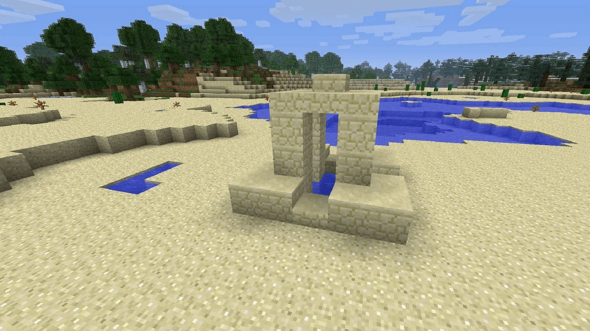 Desert wells are one of two Minecraft structures where suspicious sand can be found (Image via Mojang)