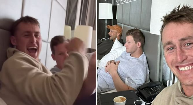 [WATCH] Contrasting scenes in hotel room as Marnus Labuschagne celebrates Brisbane Heat’s win against Steve Smith’s Sydney Sixers in BBL