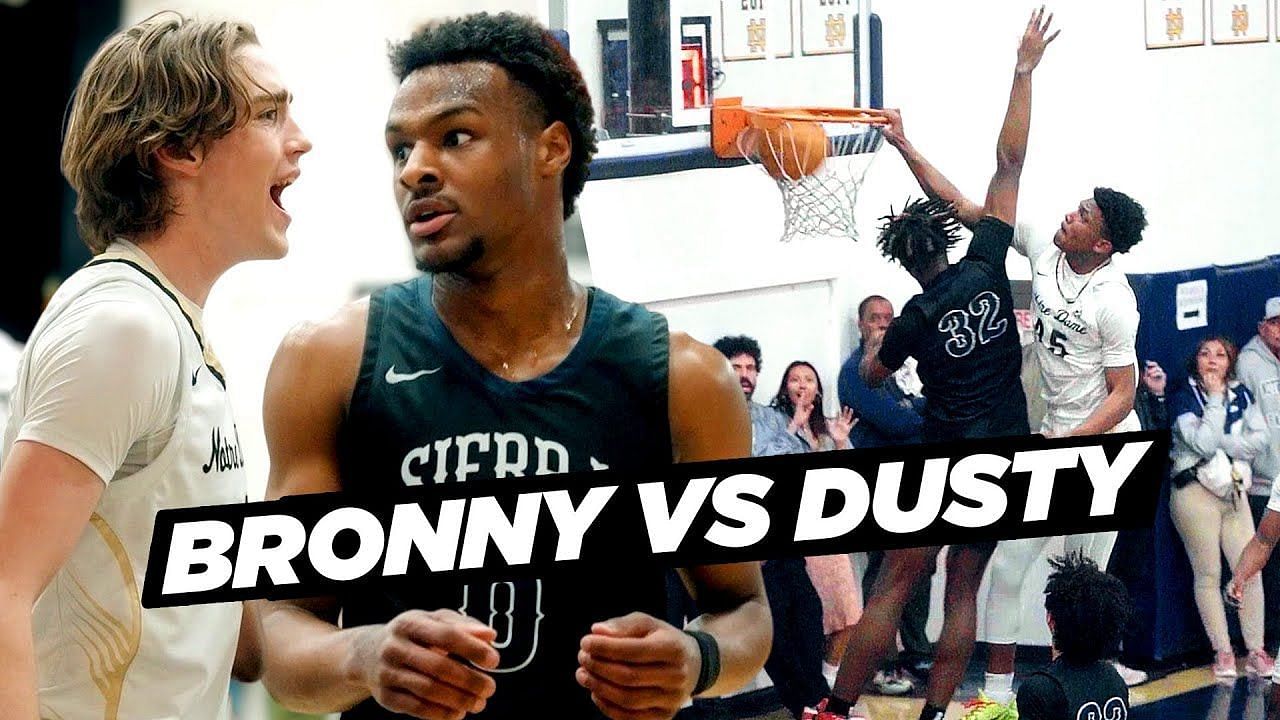 High school basketball stars Dusty Stromer and Bronny James