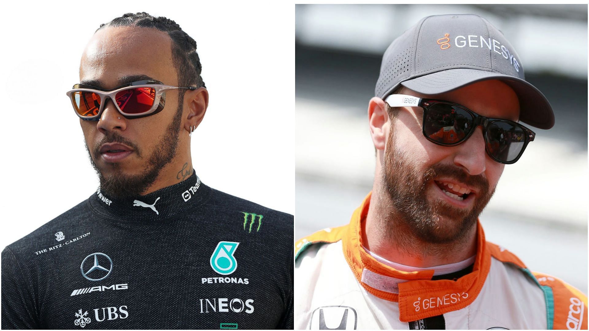 Lewis Hamilton (Left) and James Hinchcliffe (Right) (Collage via Sportskeeda)