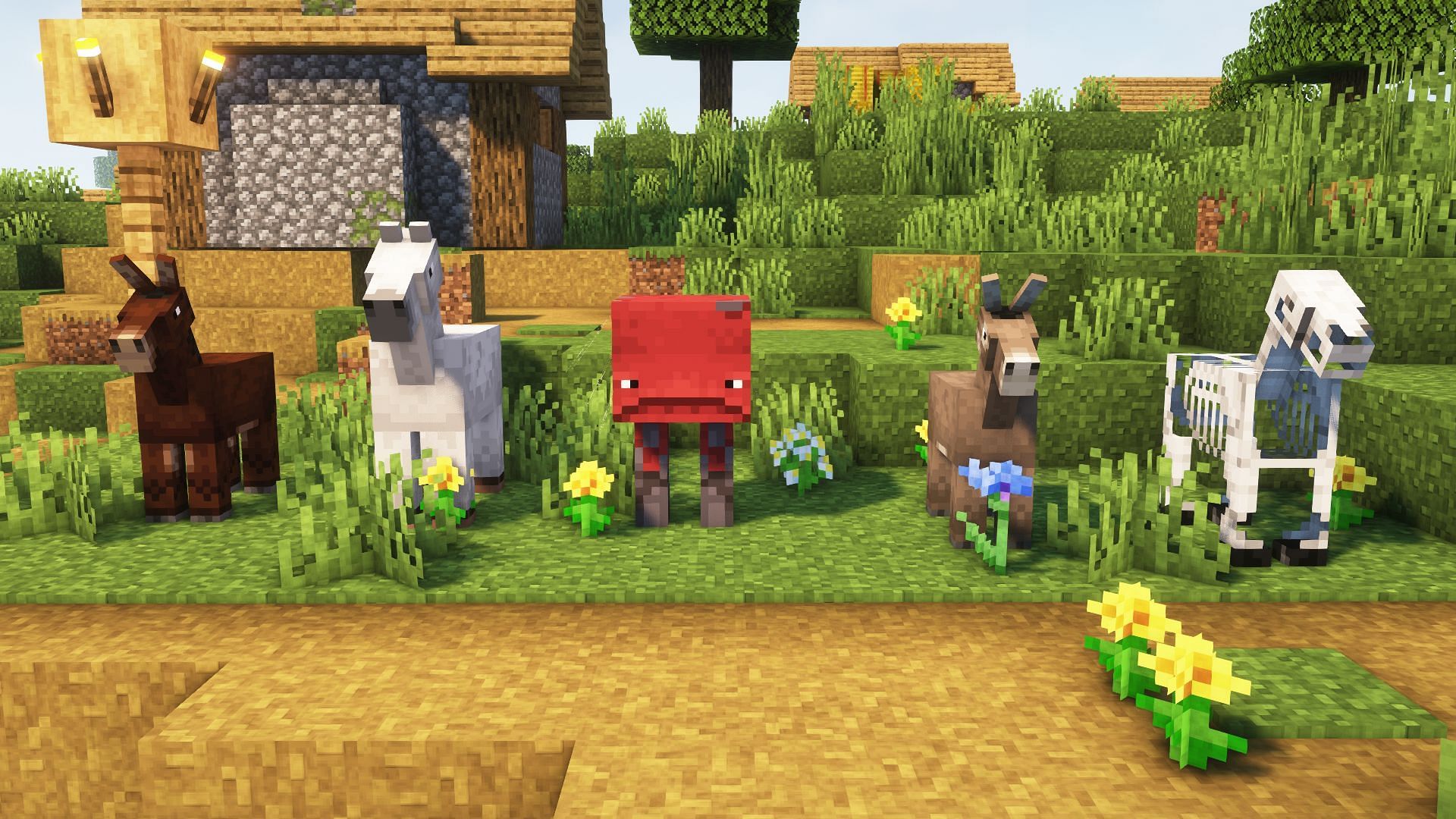 A few rideable Minecraft mobs (Image via Mojang)