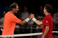 Rafael Nadal and Dominic Thiem during an exhibition tournament in Australia.