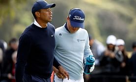 Tiger Woods handed a surprise gift to Justin Thomas after outdriving him on No. 9 at Genesis Invitational