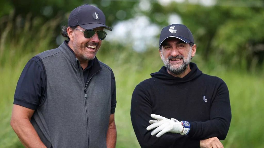 Phil Mickelson and Yasir Al-Rumayyan during the pro-am of LIV Golf&#039;s first event, in England (Image Credits: Getty Images)