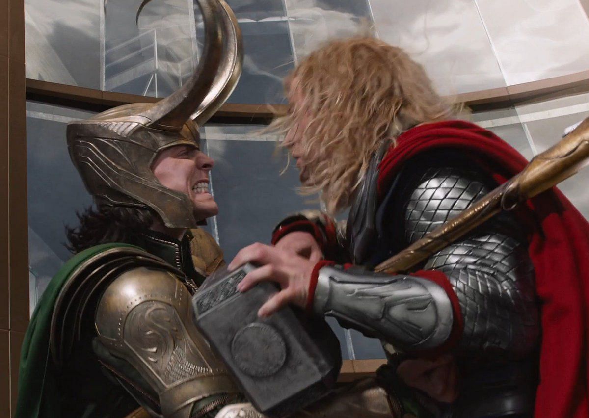 Tom Hiddleston&#039;s Loki reveals his true intentions as he stabs his brother (Image via Marvel Studios)