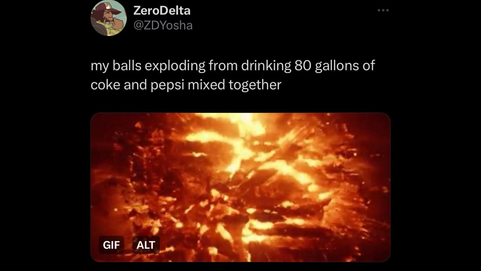 Screenshot of a Twitter user responding to the claim that consuming aerated drinks could lead to larger testicles and higher testosterone levels.