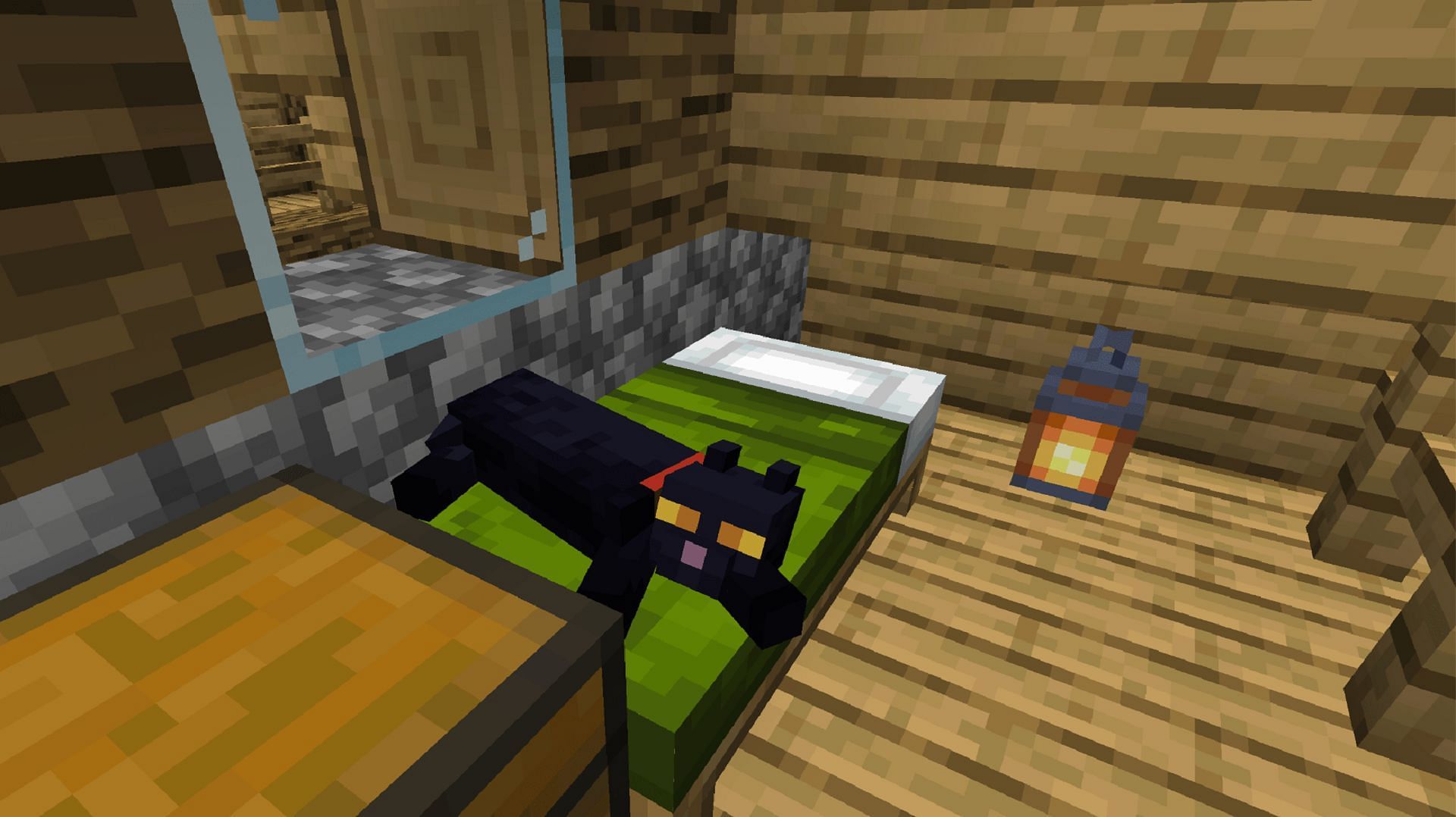 Tamed cats can do much more than take naps in Minecraft (Image via Mojang)