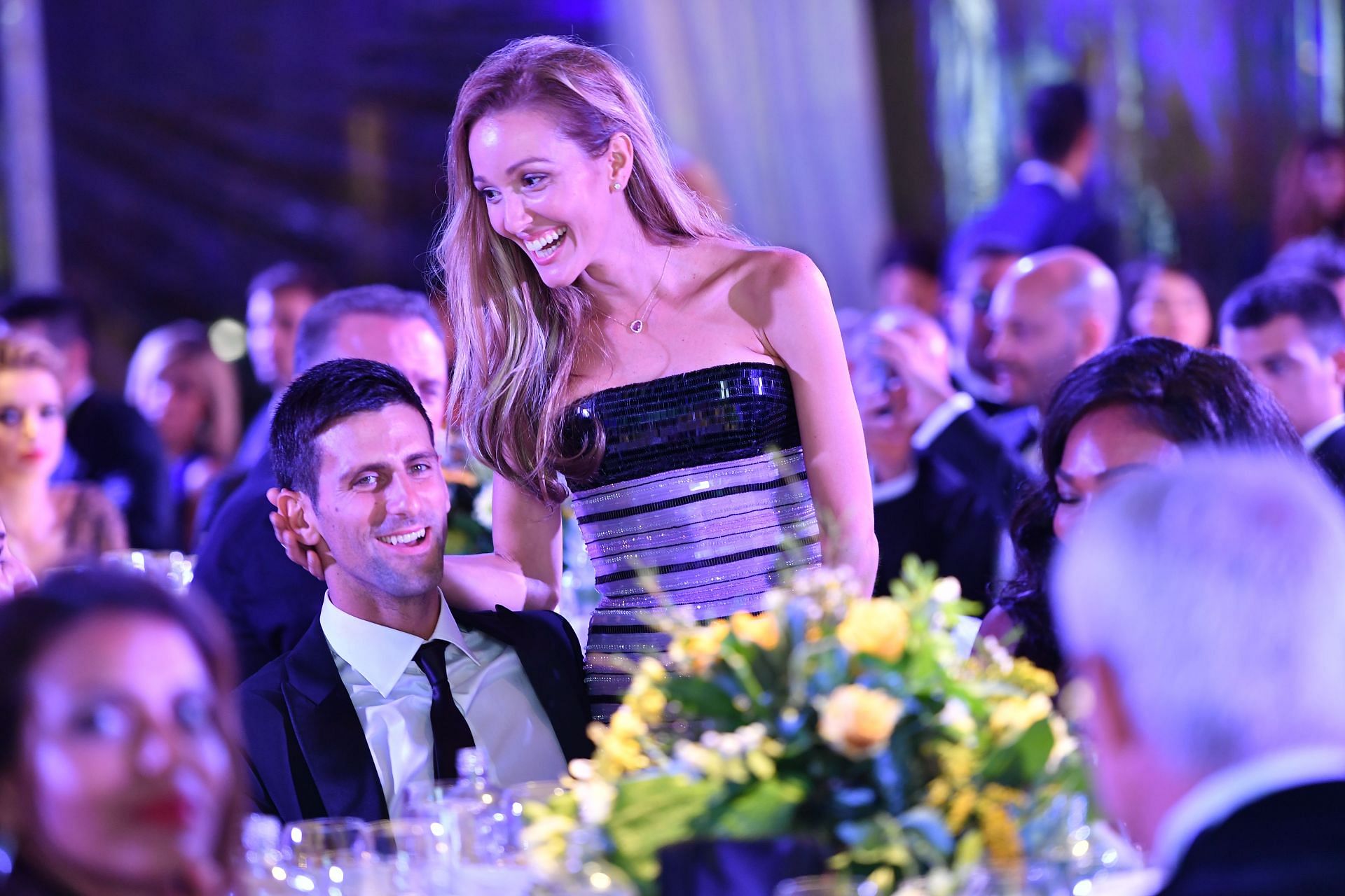 Novak and wife Jelena at the Tennis Meets Fashion At The Milano Gala Dinner