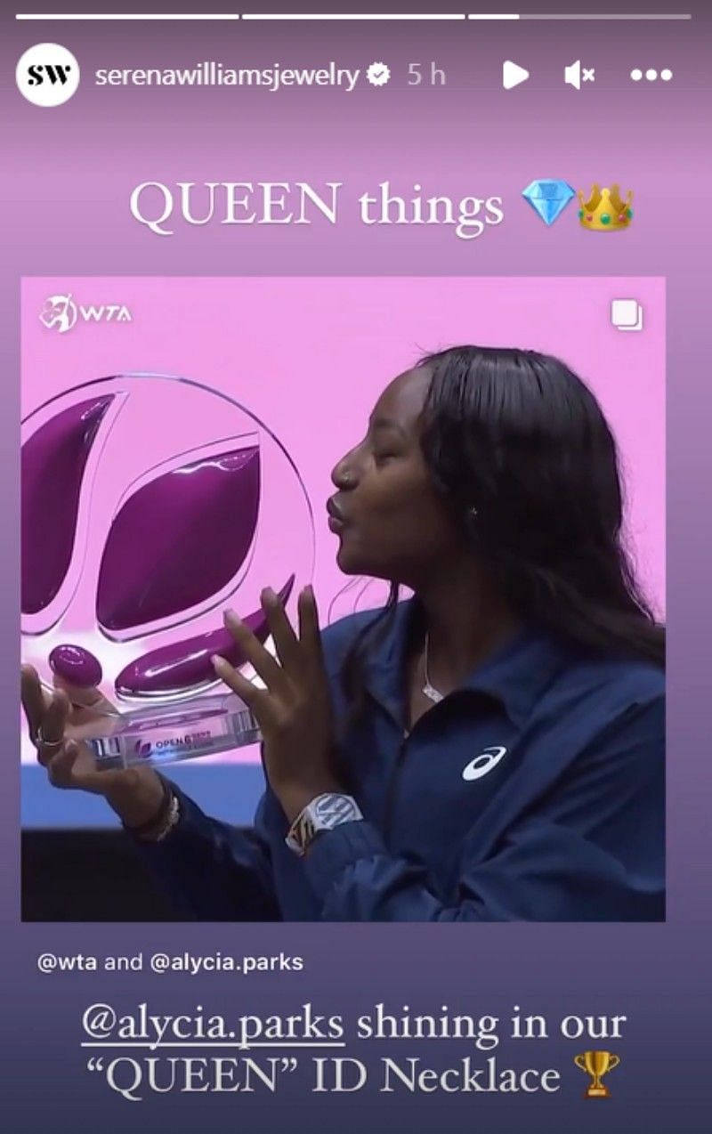 Serena Williams Jewelry&#039;s Instagram story