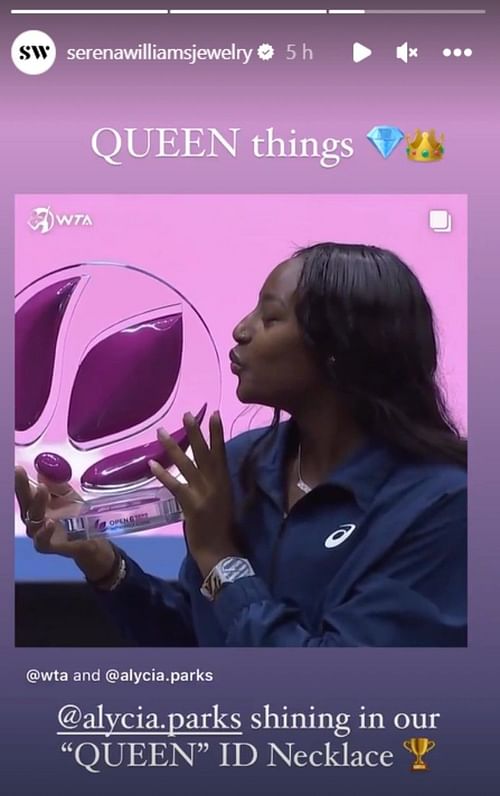 Serena Williams Jewelry's Instagram story