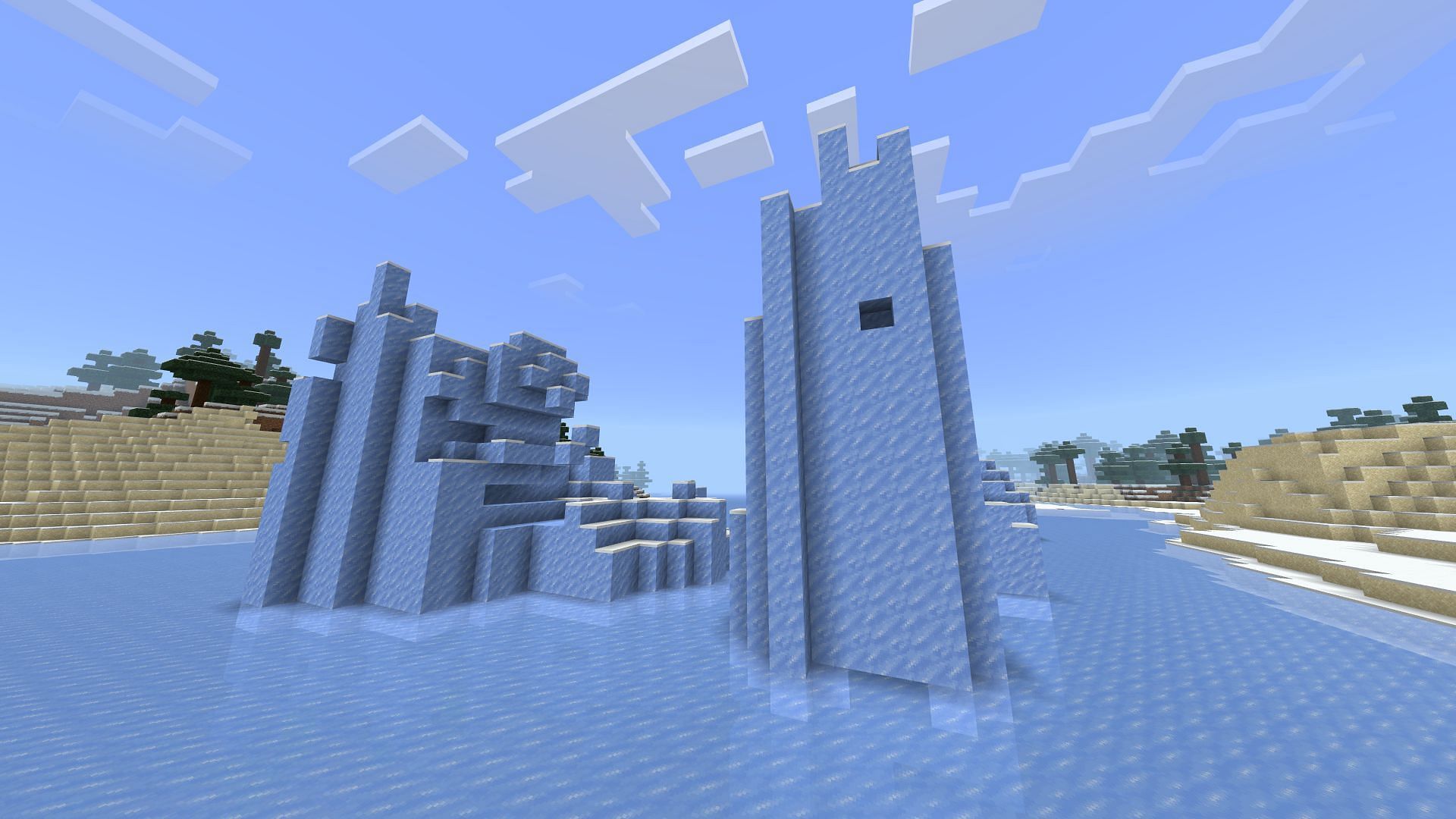 Packed ice as icebergs in Minecraft (Image via Mojang)