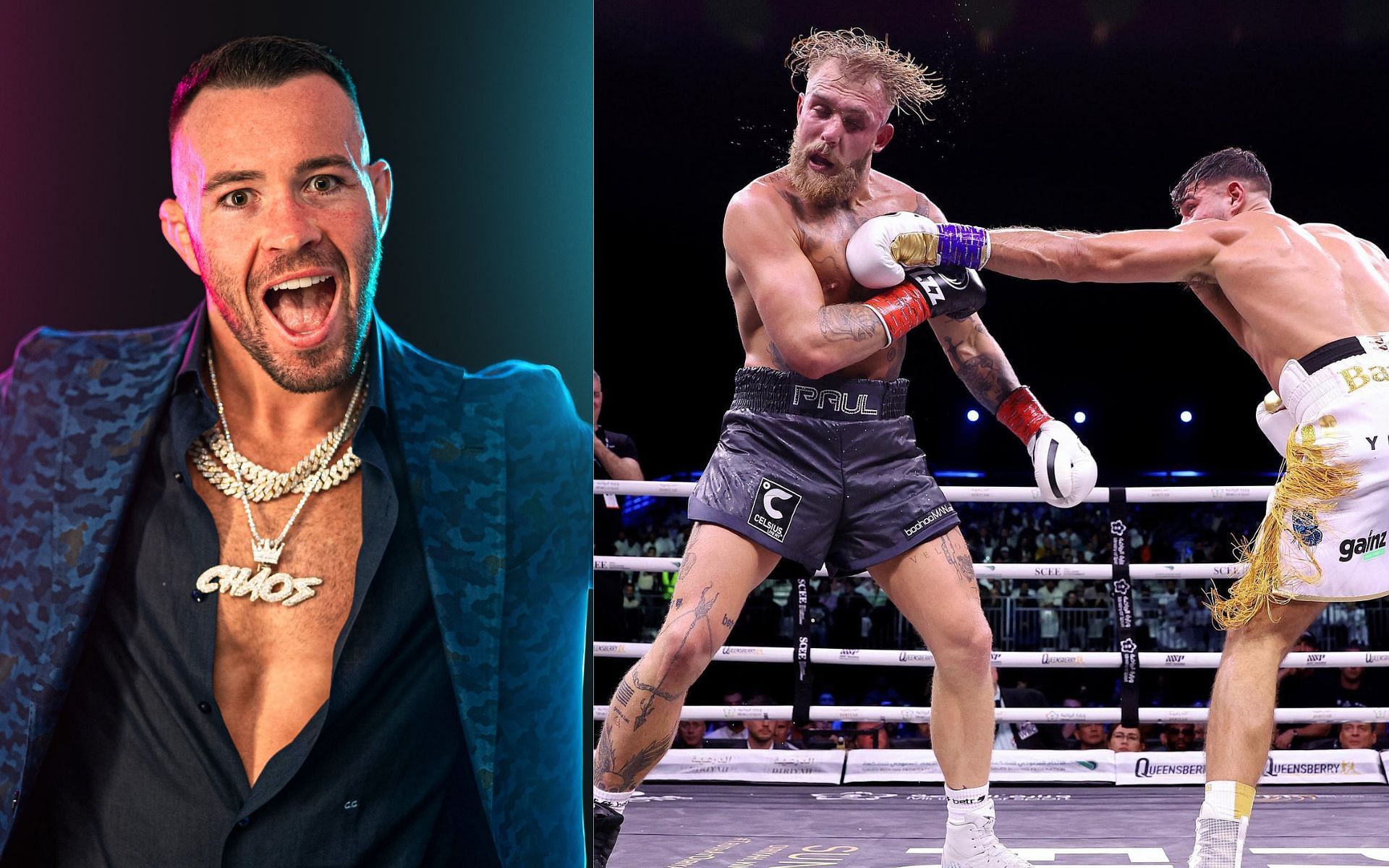 Colby Covington [Left] Jake Paul vs. Tommy Fury [Right] [Images courtesy: @ufc (Twitter) and Bleacher Report (Facebook)]