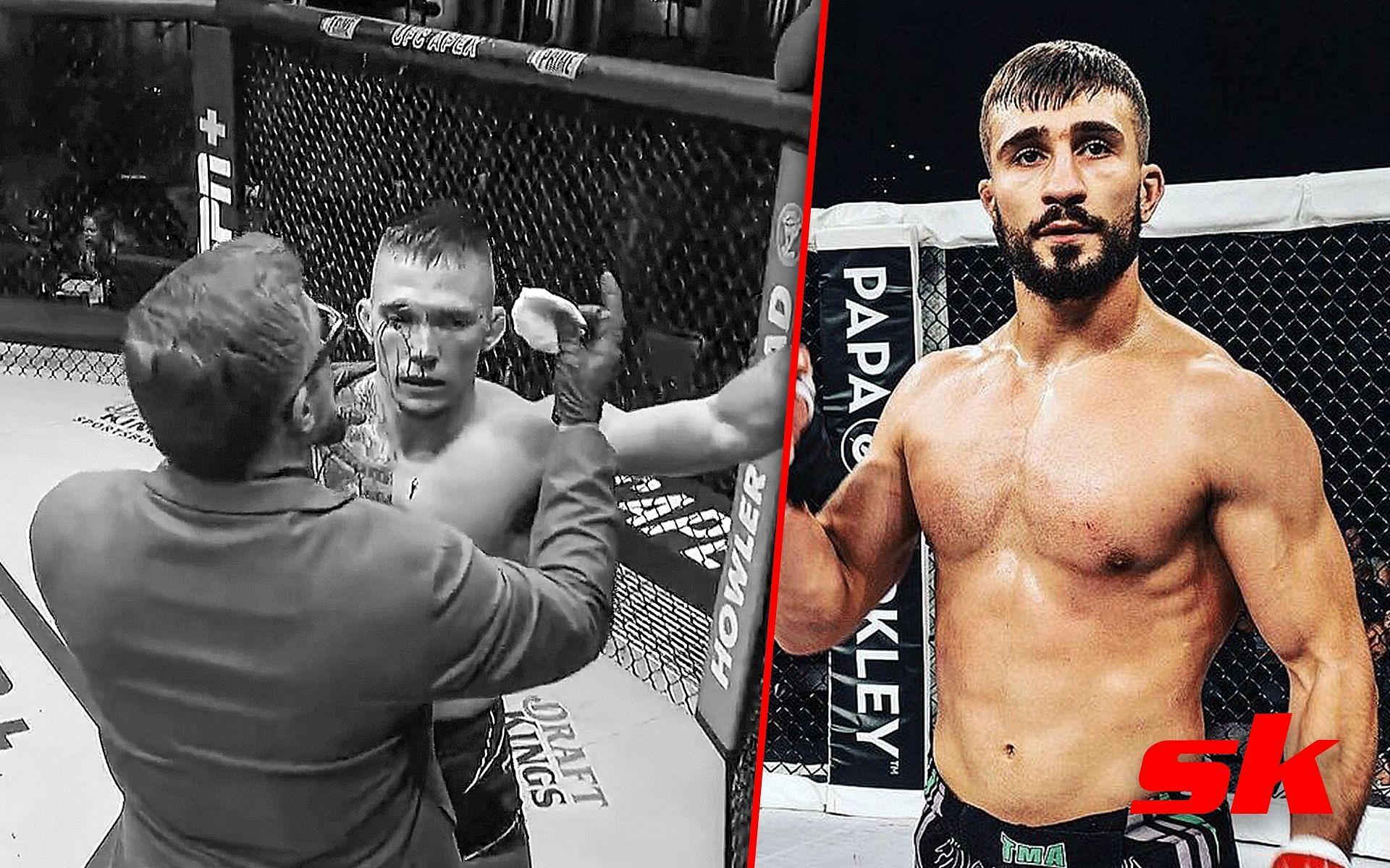 Doctor stoppage (Left) and Nazim Sadykhov (Right) [Images via: @ufc on Twitter and @naz_mma on Instagram]