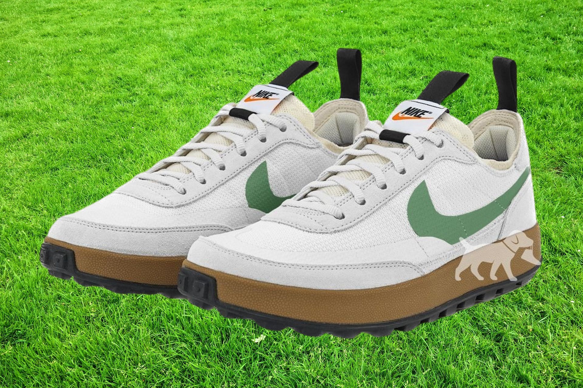 Tom Sachs x NikeCraft General Purpose Shoe White Gorge Green colorway (Image via Sole Retriever)