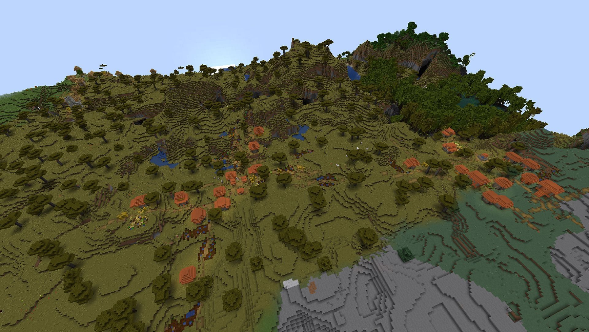 Four villages near this Minecraft seed&#039;s spawn ensure players have a great starting environment (Image via Mojang)