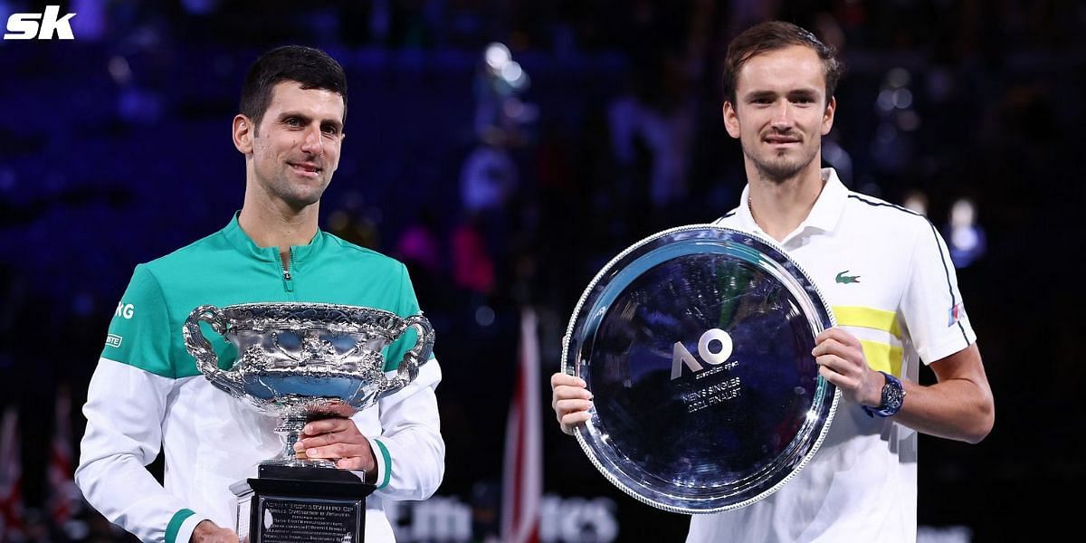 Novak Djokovic (L) and Daniil Medvedev.
