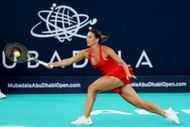 Marta Kostyuk in action at the Mubadala Abu Dhabi Open