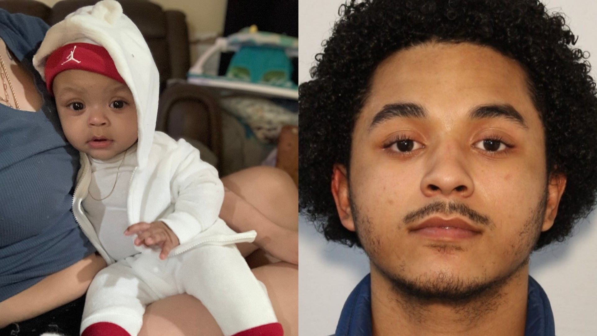 Eight-month-old child, Ahmiri Chaney (left) reportedly abducted by father Eric Chaney Jr. (right). (Images via Twitter/@AKAmberAlerts)