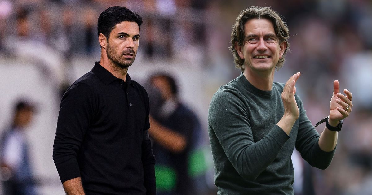 [L-to-R] Mikel Arteta and Thomas Frank.