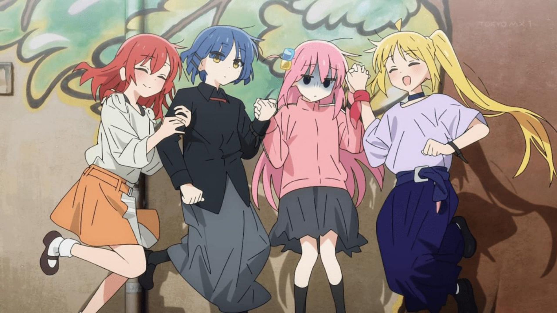 Ikuyo Kita, Ryou Yamada, Hitori Gotou, and Nijika Ijichi as seen in the anime (Image via CloverWorks)