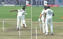 [Pictures] Ravichandran Ashwin pulls out of a delivery after seeing non-striker Marnus Labuschagne out of his crease in 2nd IND vs AUS Test
