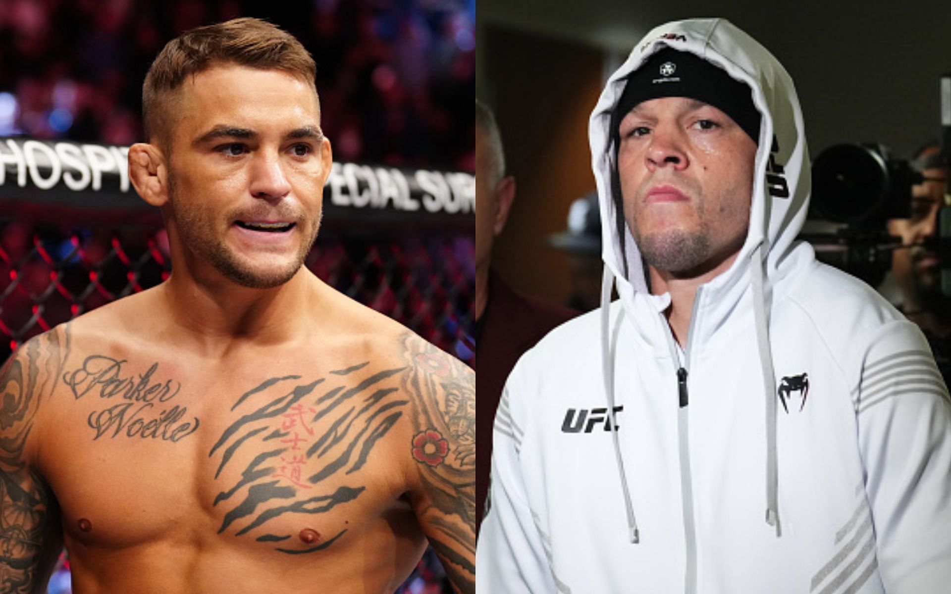 Dustin Poirier (left), Nate Diaz (right)