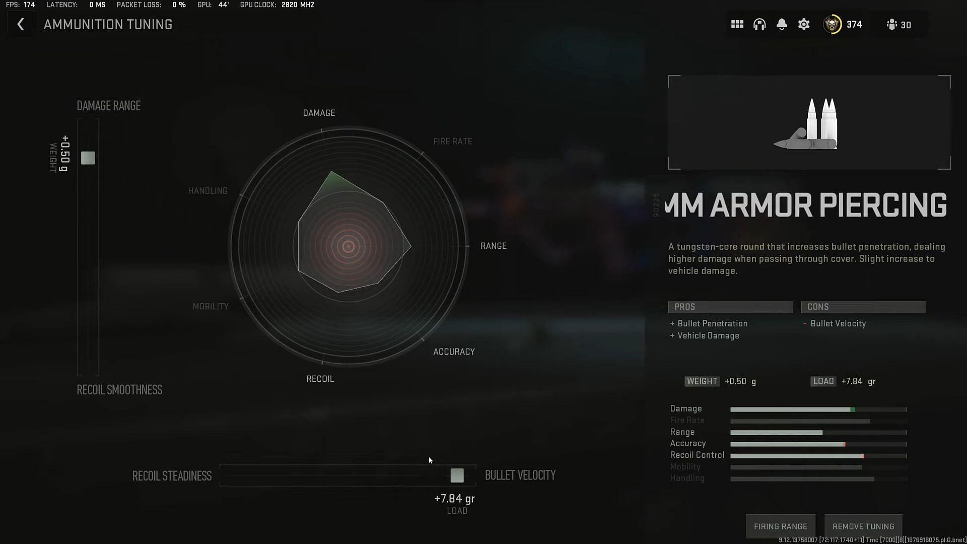 Tunings for 5.7X28mm Armor Piercing (Image via Activision and YouTube/Metaphor)