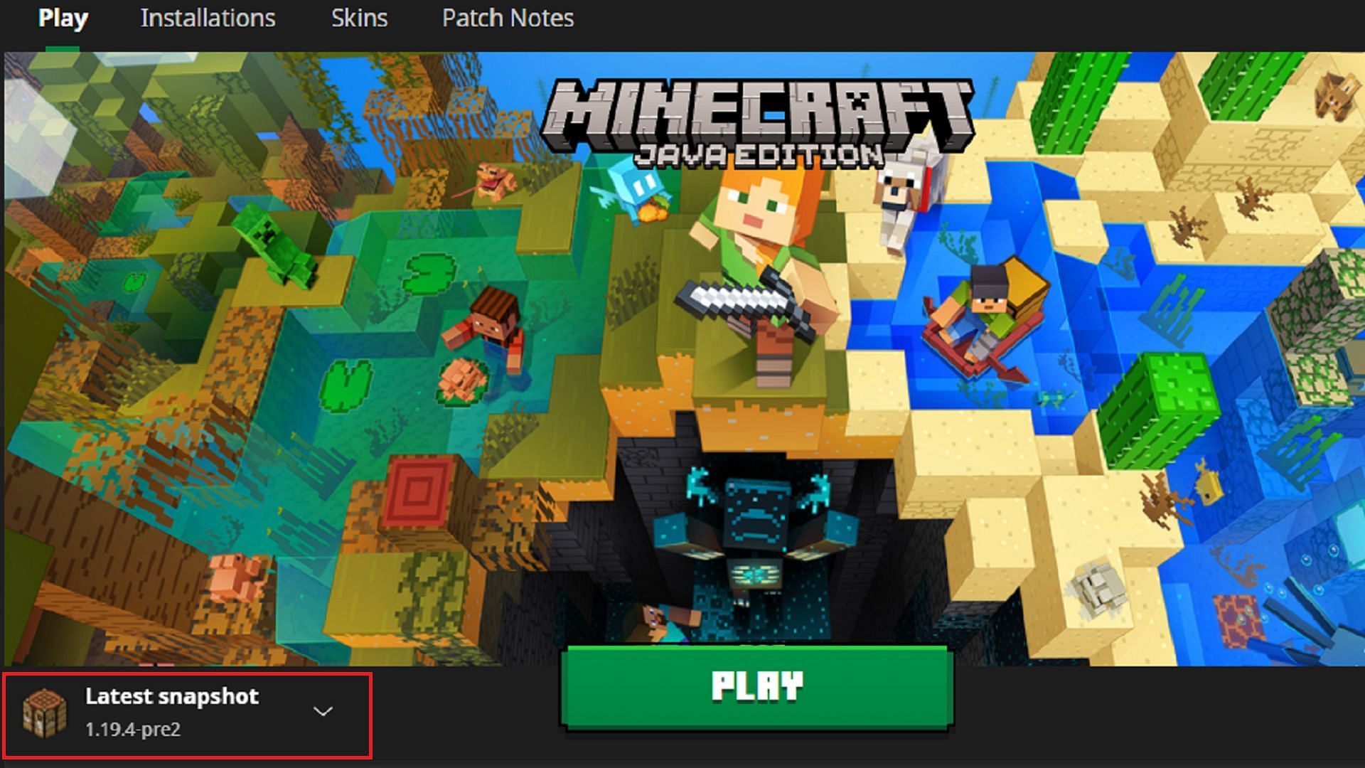 Minecraft&#039;s official launcher is the most direct way to access new snapshots and pre-releases (Image via Mojang)