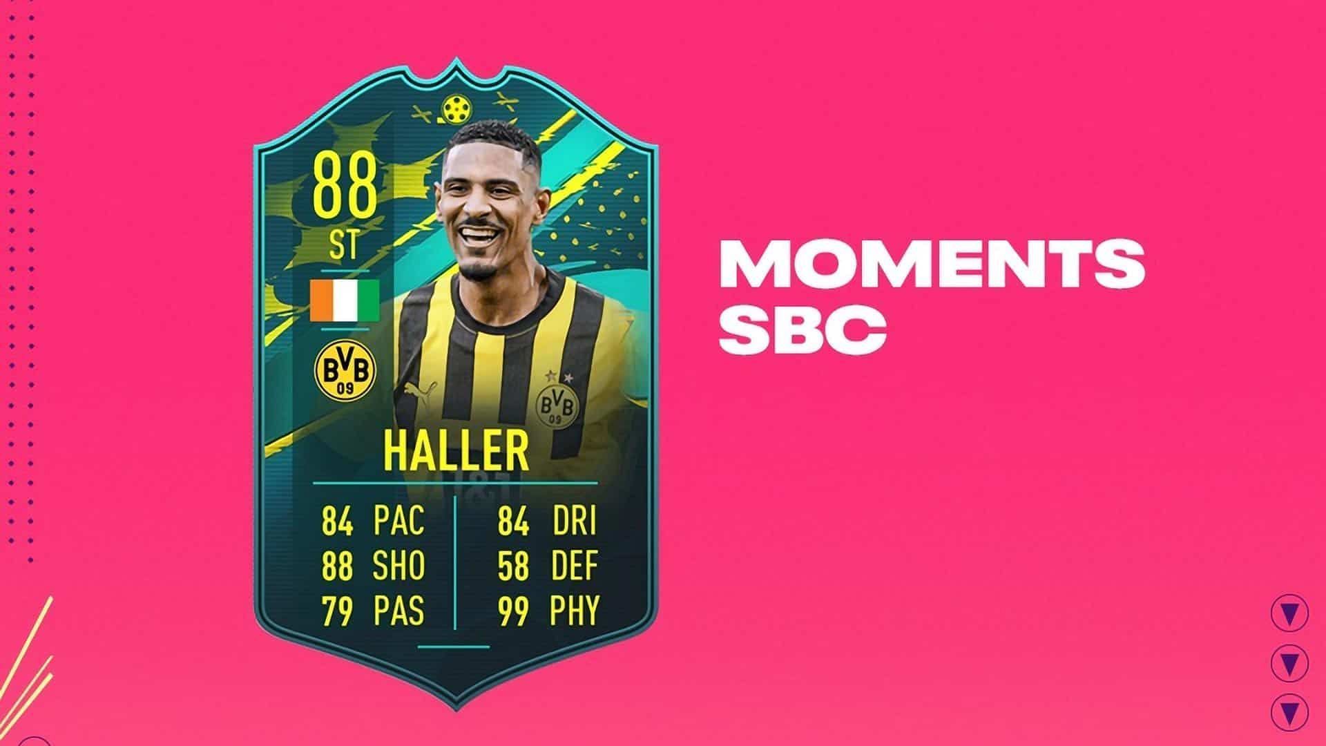The Sebastien Haller Player Moments SBC is a moderately priced challenge for the FIFA 23 community (Image via EA Sports)