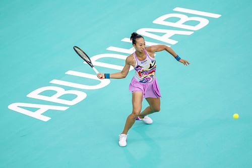 Zheng in action at the Mubadala Abu Dhabi Open