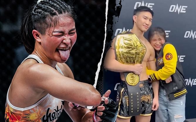 WATCH: Stamp Fairtex goes on fan girl mode to pose for pictures with Tawanchai after his world title defense