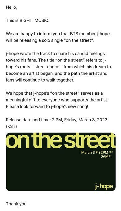 BTS's J-Hope to release solo single 'on the street' on March 3
