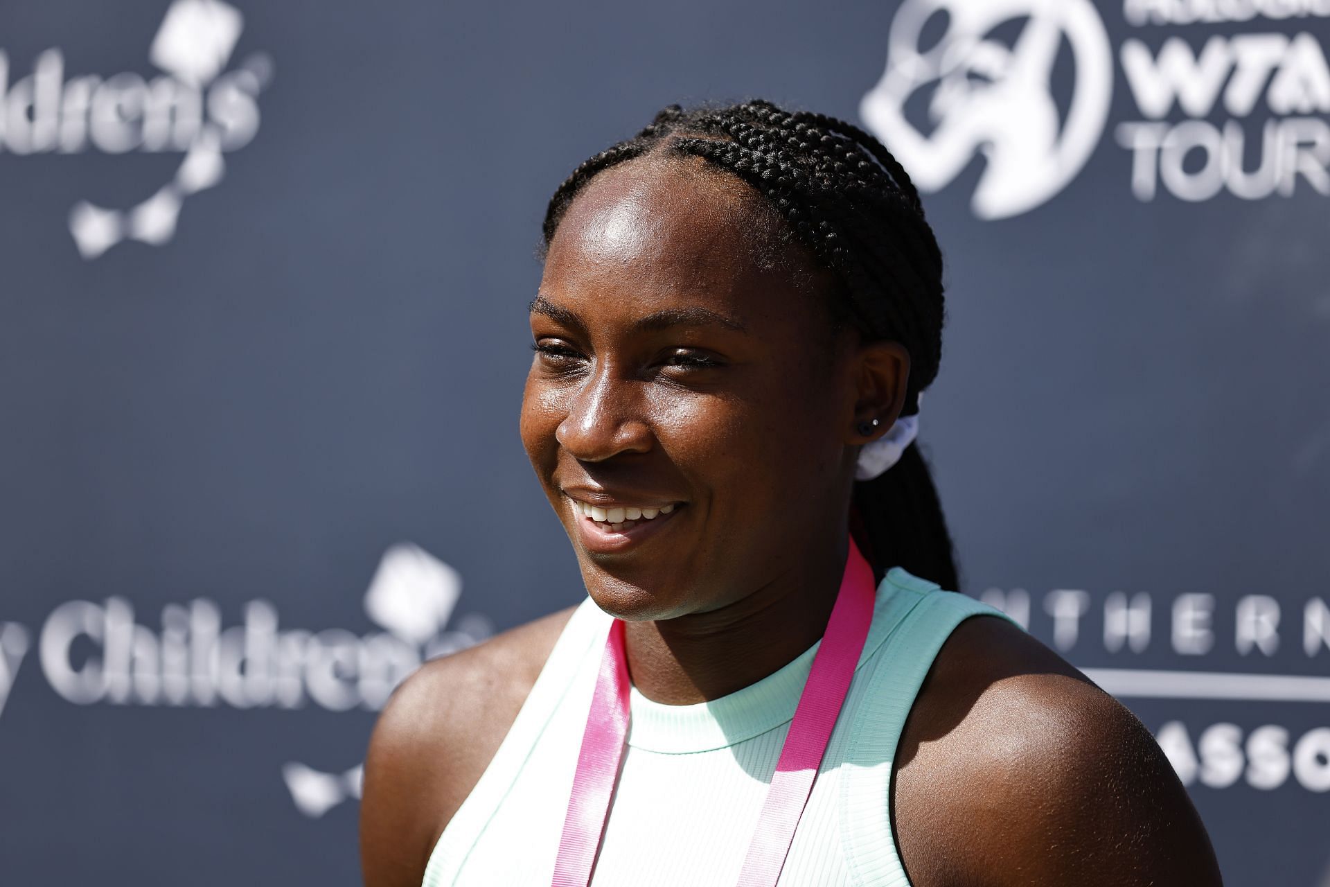 Gauff speaking to the media