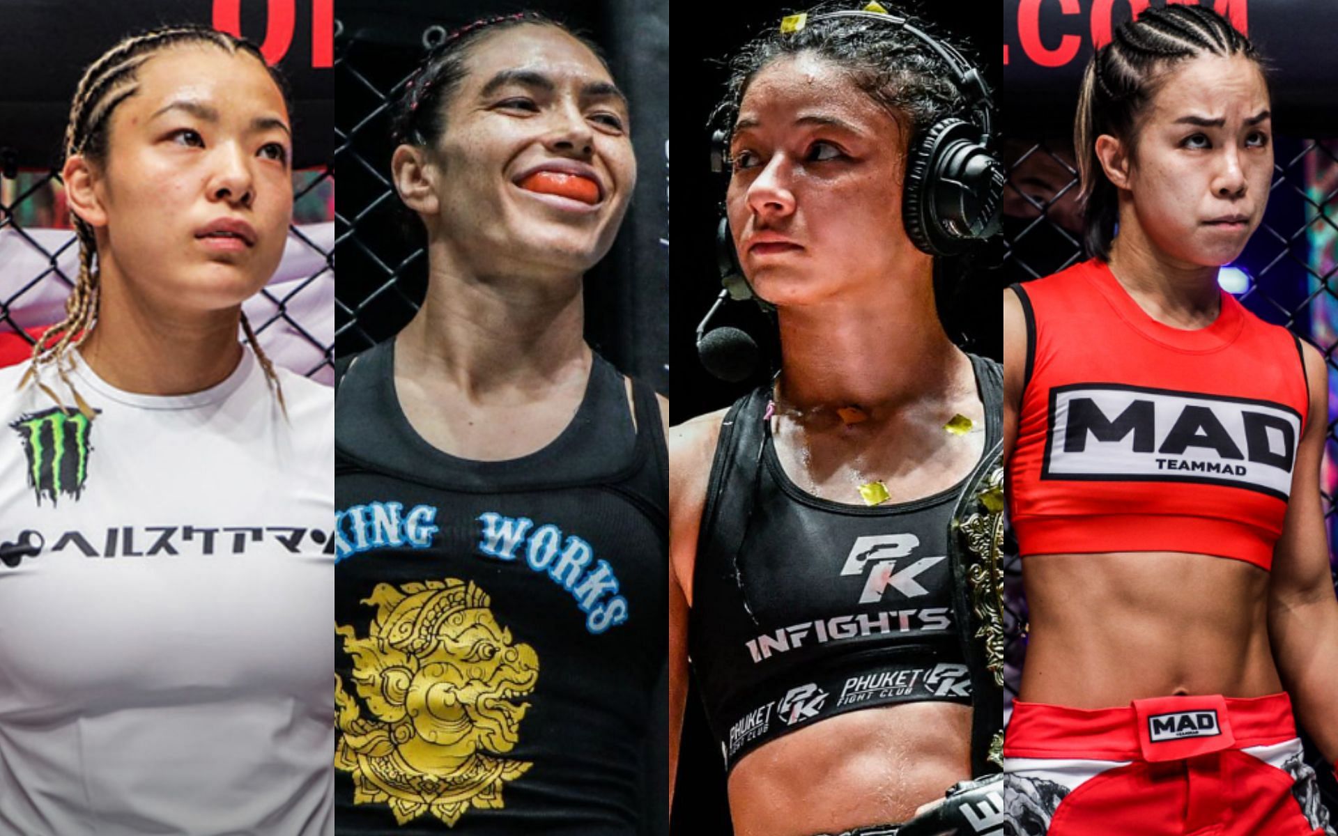 From left to right: Itsuki Hirata, Janet Todd, Allycia Hellen Rodrigues, and Ham Seo Hee. | Photo by ONE Championship