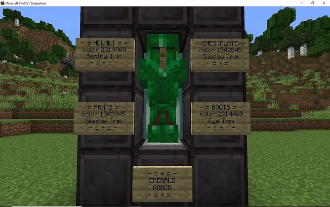 Minecraft player creates "emerald" armor using armor trims
