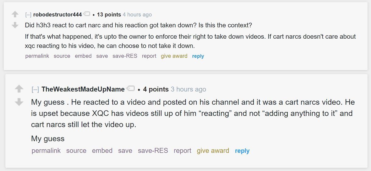 Reddit community discussing the YouTuber&#039;s clip 1/3 (Image via r/LivestreamFail)