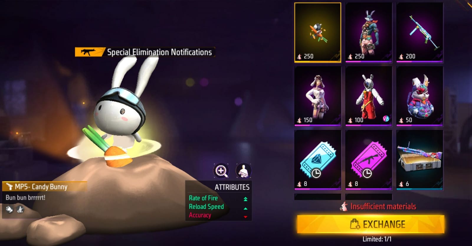 free fire max bunny bundle return date