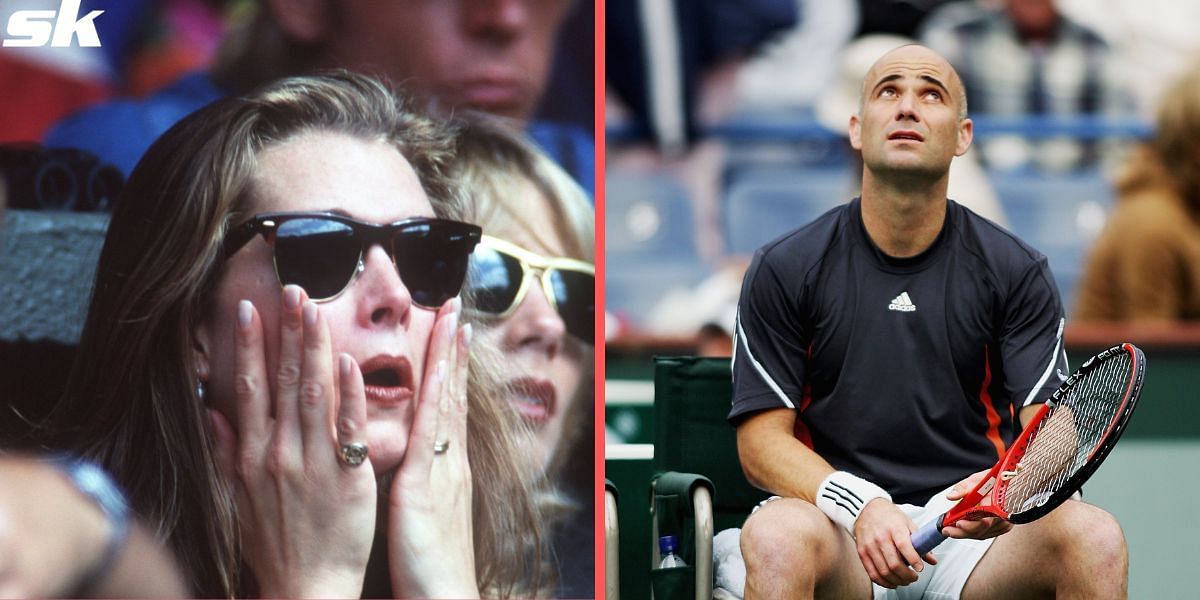 Brooke Shields (L) and Andre Agassi (R)