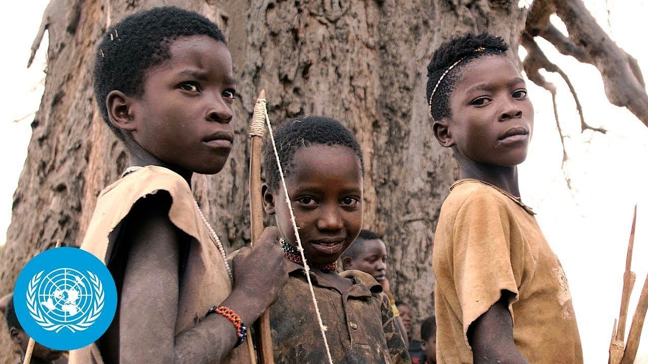 Living in the present moment is a characteristic of the Hadza lifestyle. (Pic via YouTube/United Nations)