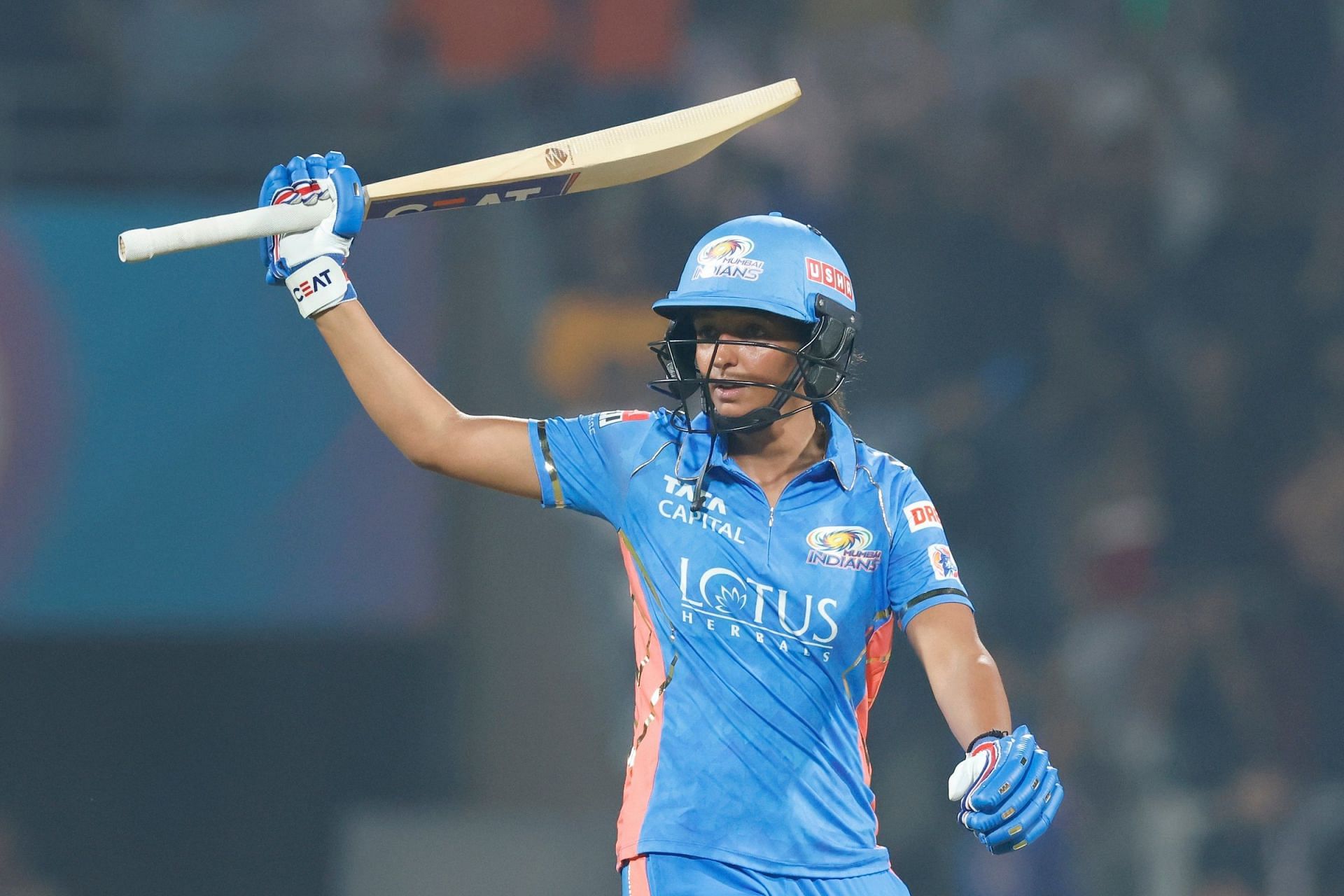 Harmanpreet Kaur starred with the bat in Mumbai Indians' win against the Gujarat Giants. [P/C: WPL/Twitter]