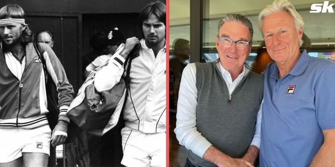 Bjorn Borg runs into 'old friend' Jimmy Connors during the Indian Wells Masters 2023