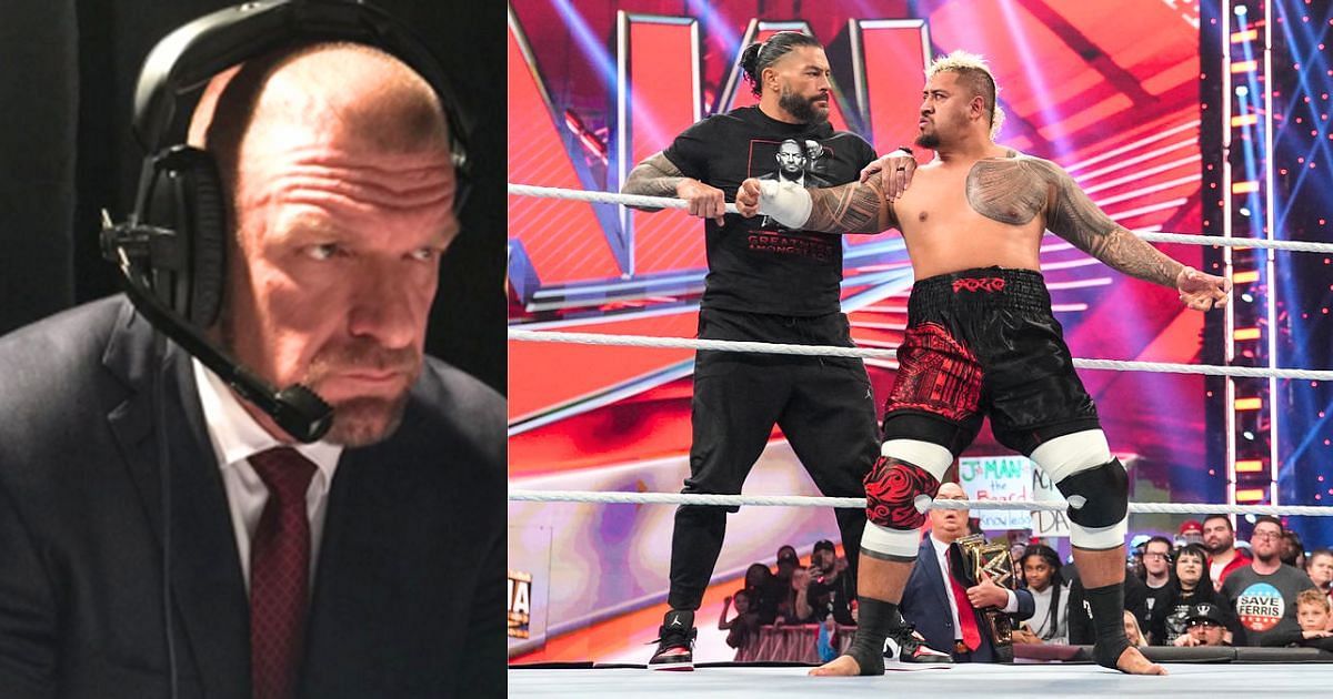 Triple H, Roman Reigns, and Solo Sikoa.