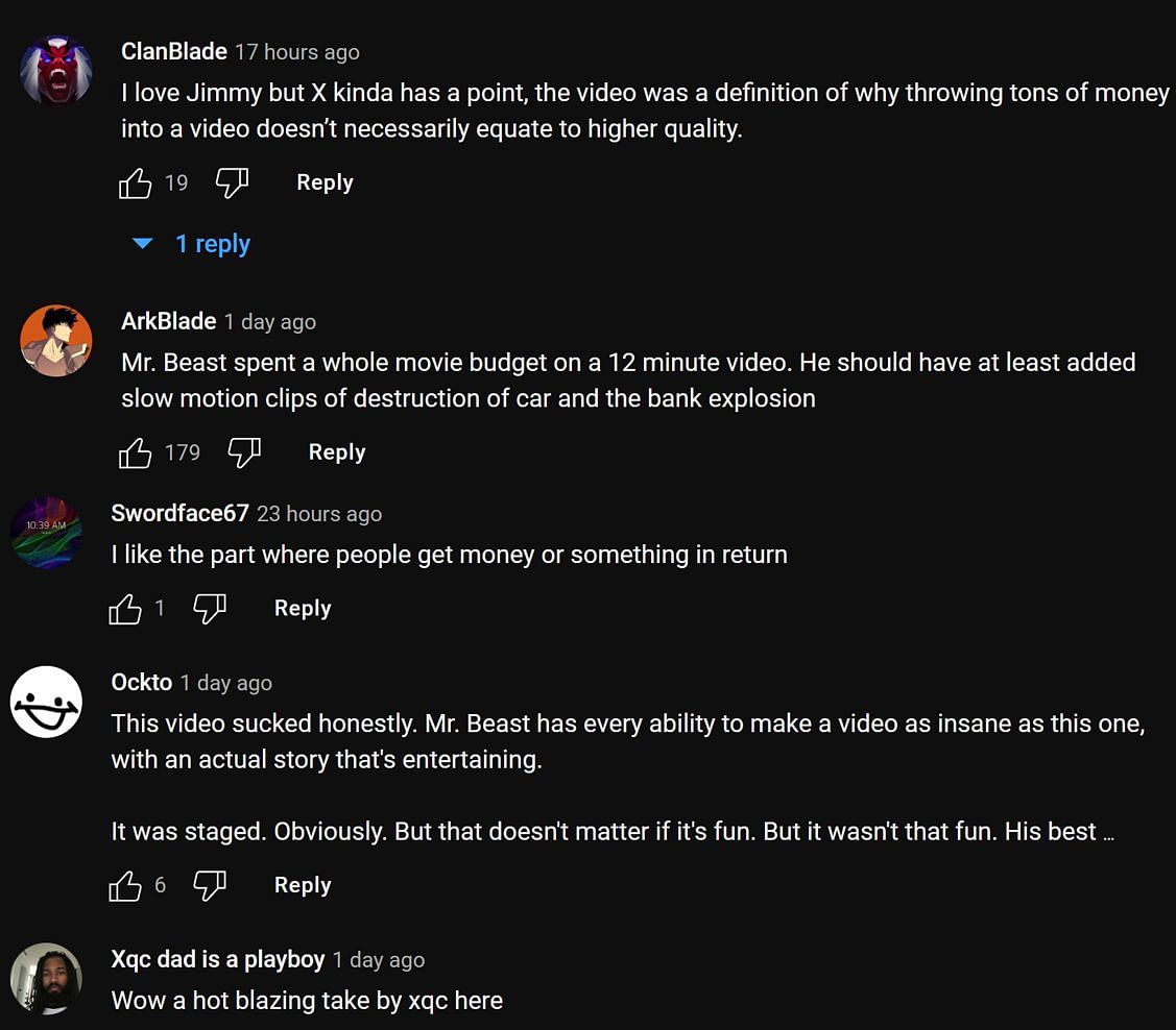 Fans in the YouTube comments section reacting to the streamer&#039;s take (Image via xQc Clips/YouTube)