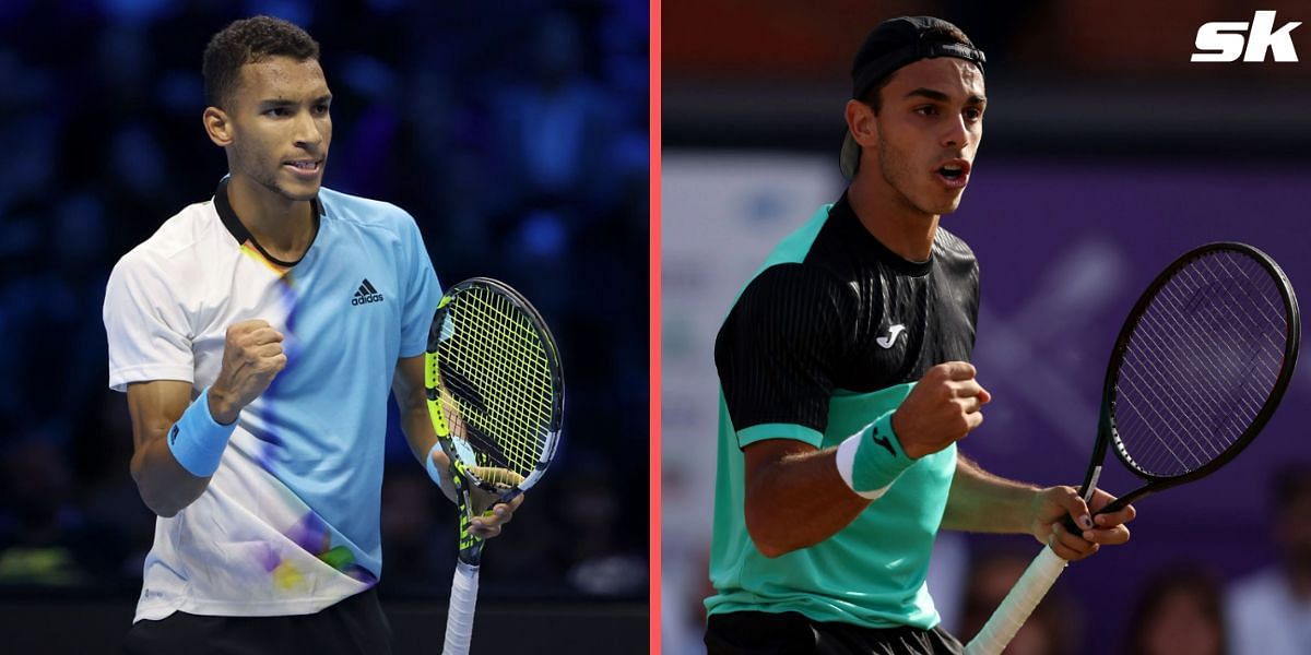 Auger-Aliassime (left) is looking to reach the Miami fourth round.