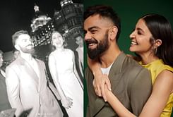 [In Pictures] Virat Kohli poses with his wife Anushka Sharma at an event in Mumbai