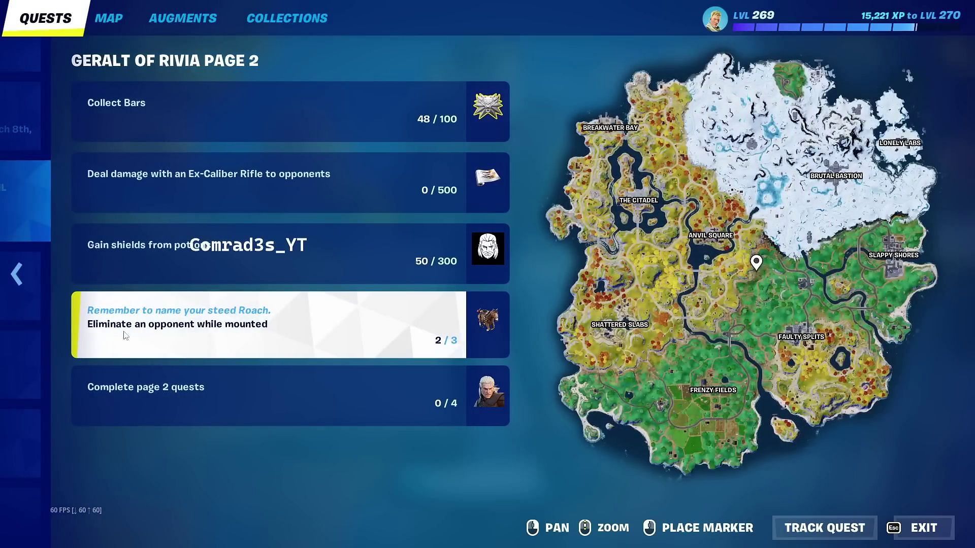 Quests Tab in Fortnite. (Image via YouTube/Comrad3s)