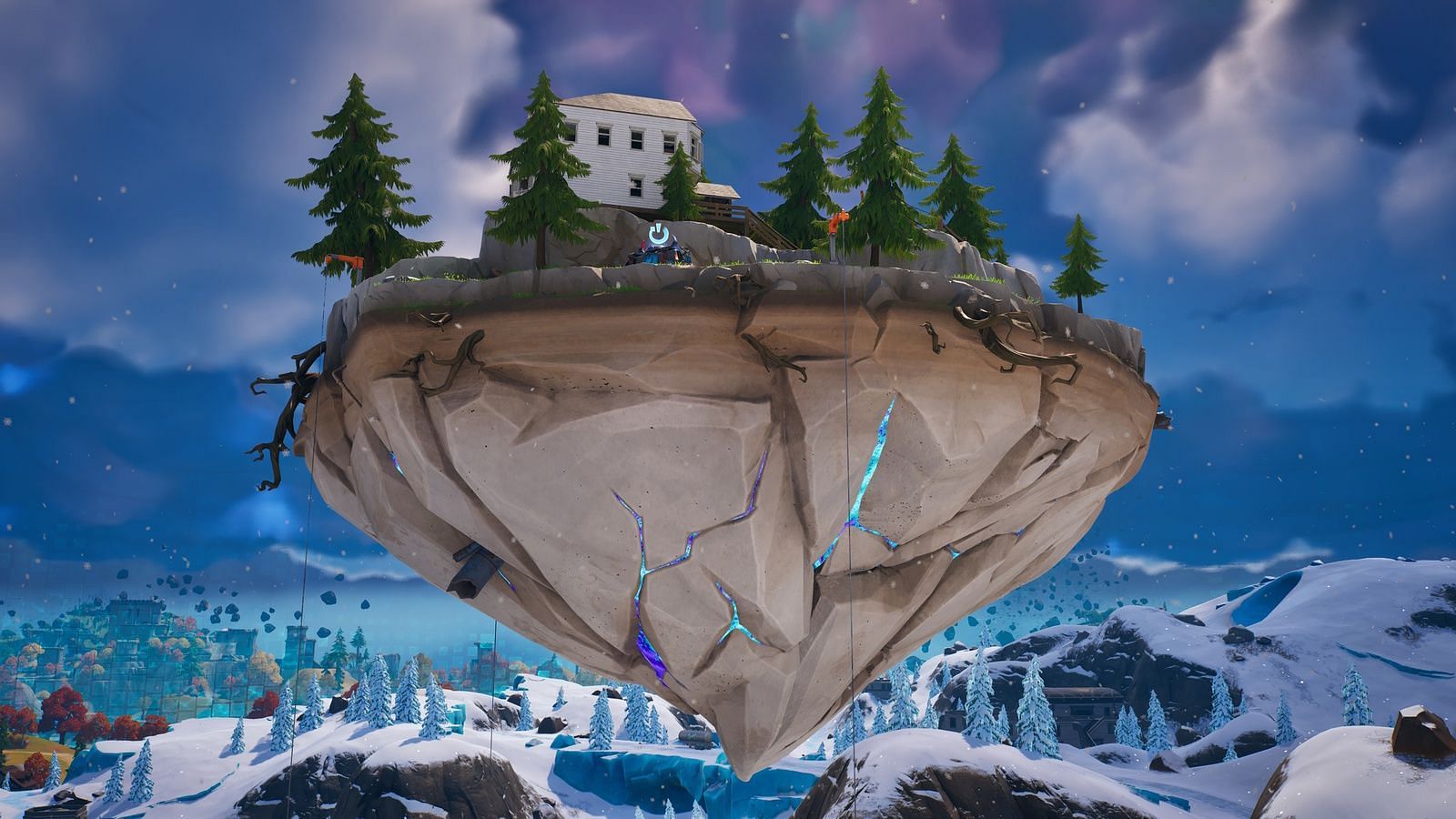 To claim the Capture Point on the floating loot island, you&#039;ll have to head there first (Image via Epic Games)