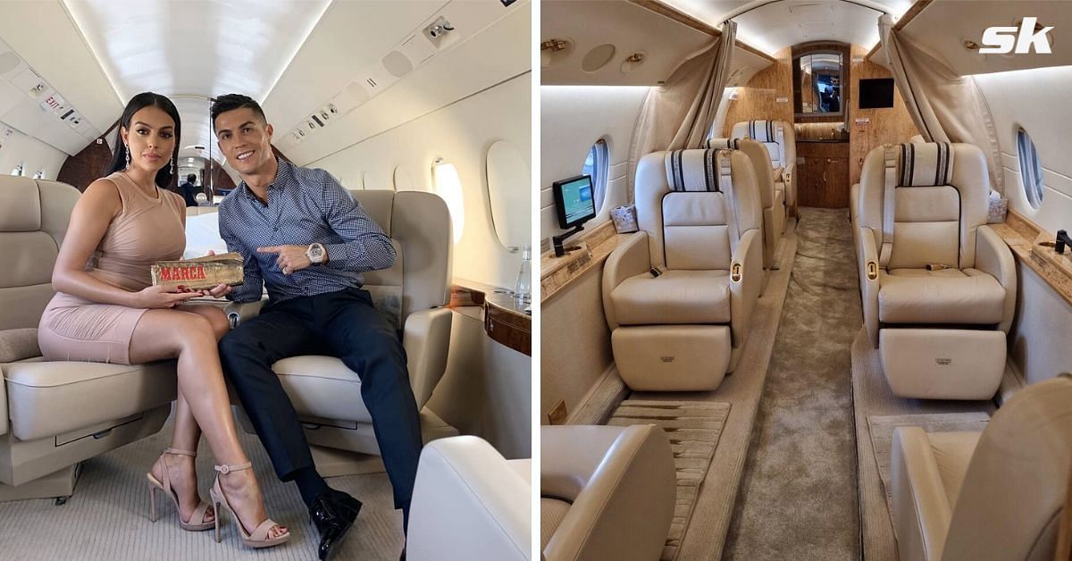 Cristiano Ronaldo and Georgina Rodriguez in their soon-to-be sold private jet