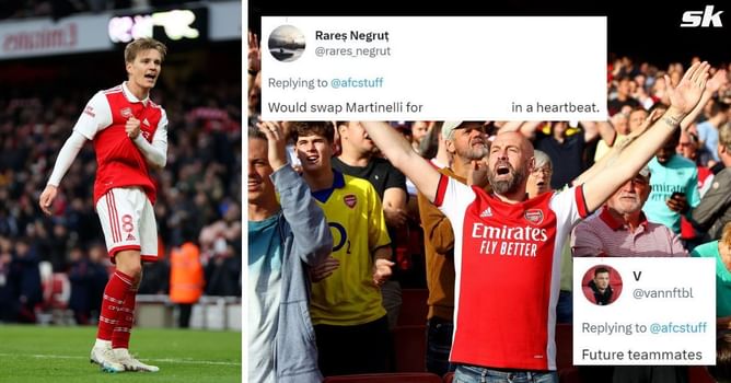 "Future teammates", "Would swap Martinelli" - Arsenal fans go wild as Odegaard is pictured hugging rumored Gunners target