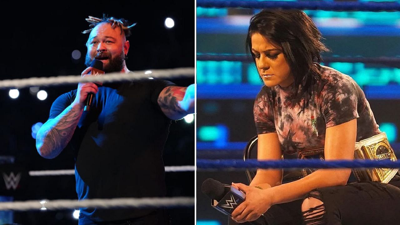 Bray Wyatt (left); Bayley (right)